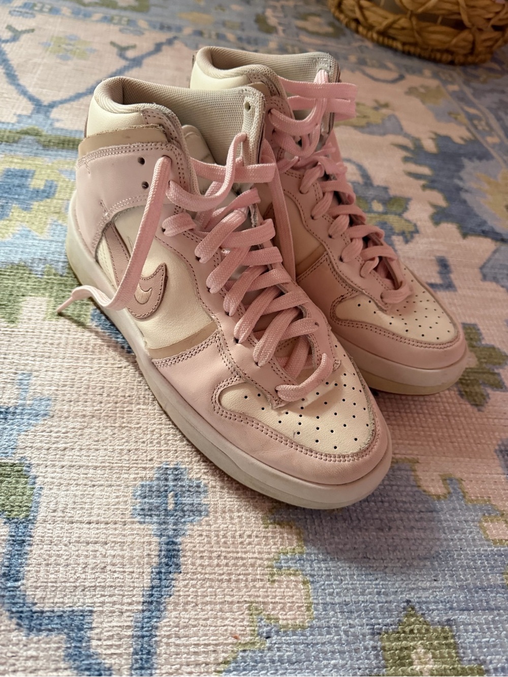 Nike Women's High-Top Sneakers in Pink and Cream